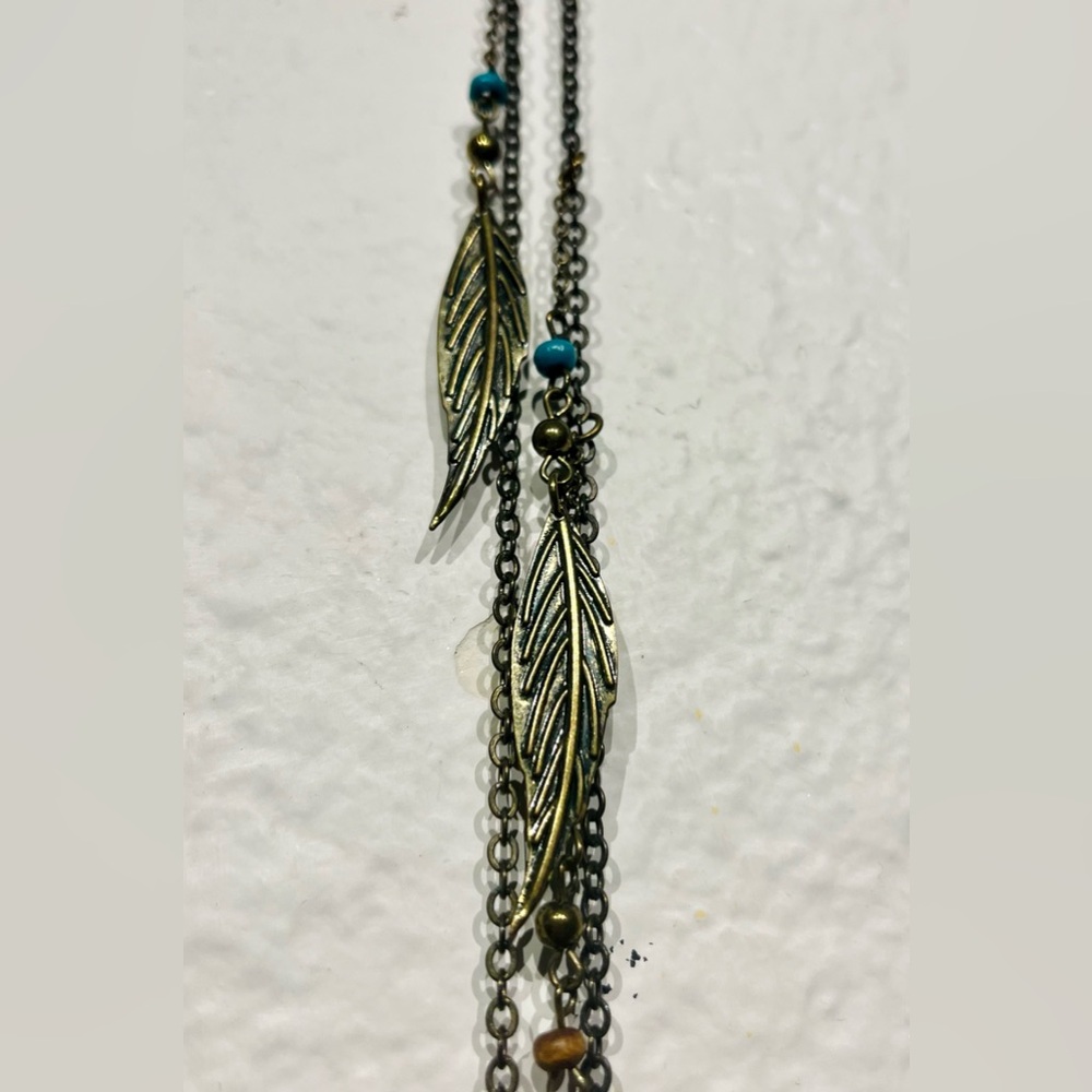 Vintage Copper Feather Necklace
